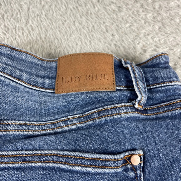 Judy Blue Los Angeles Dad Jeans Womens 18W Blue Denim Distressed Flare Leg - Picture 12 of 13